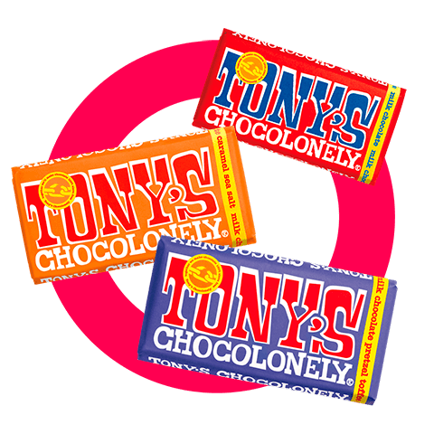 Tonys Chocoloney chocolate bars & Nectar pink ring