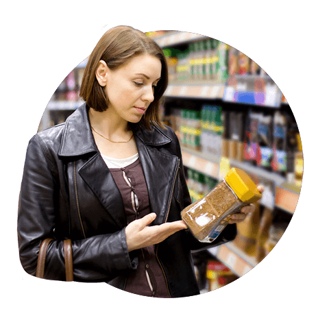 Shopper viewing coffee product