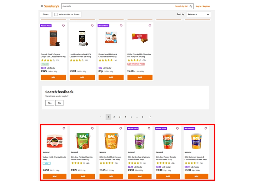 Search – Below Grid